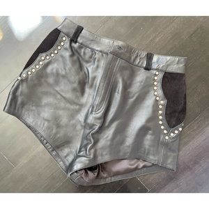 Understated Leather : Suede and Leather Shorts with Studs